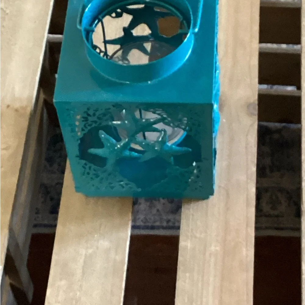 Pier 1 Teal Starfish Decorative Lantern Perfect for Beach House Decor
